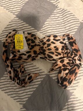 Leopard Print Strapless Tie-back bikini top